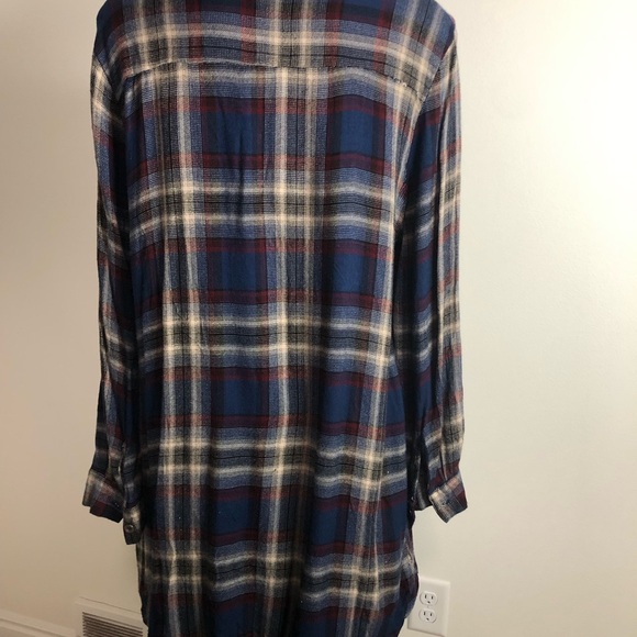 Vintage Havana Navy and Burgundy Plaid Shirt dress - Picture 5 of 14